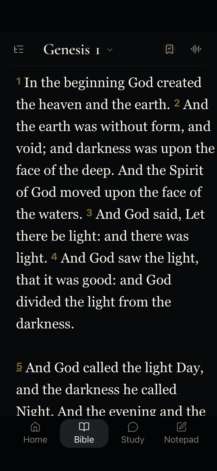 Traverse Bible open to Genesis 1