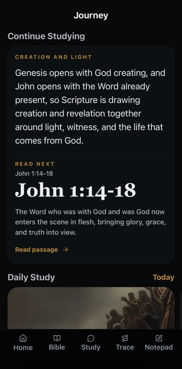 Traverse Journey continuing a study from Genesis into John 1